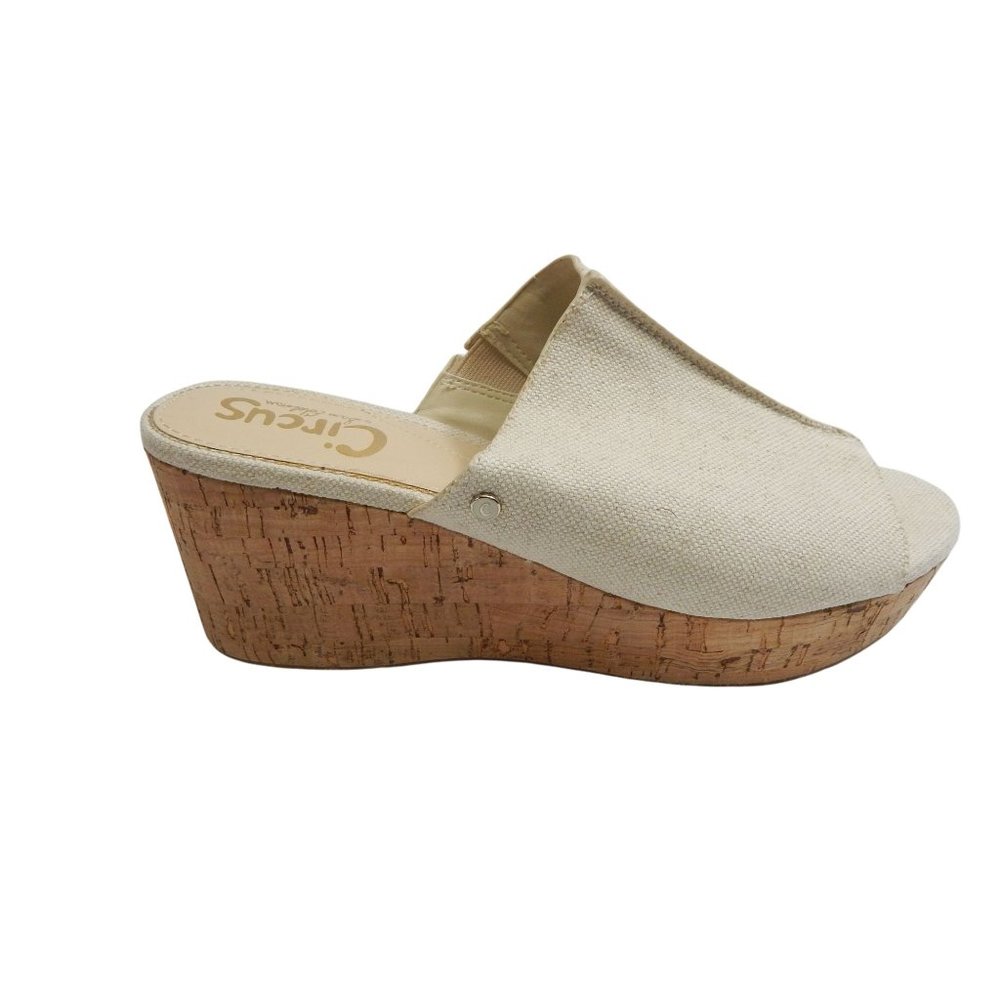 Circus Womens Beige Slip On Cork Wedges Size 8